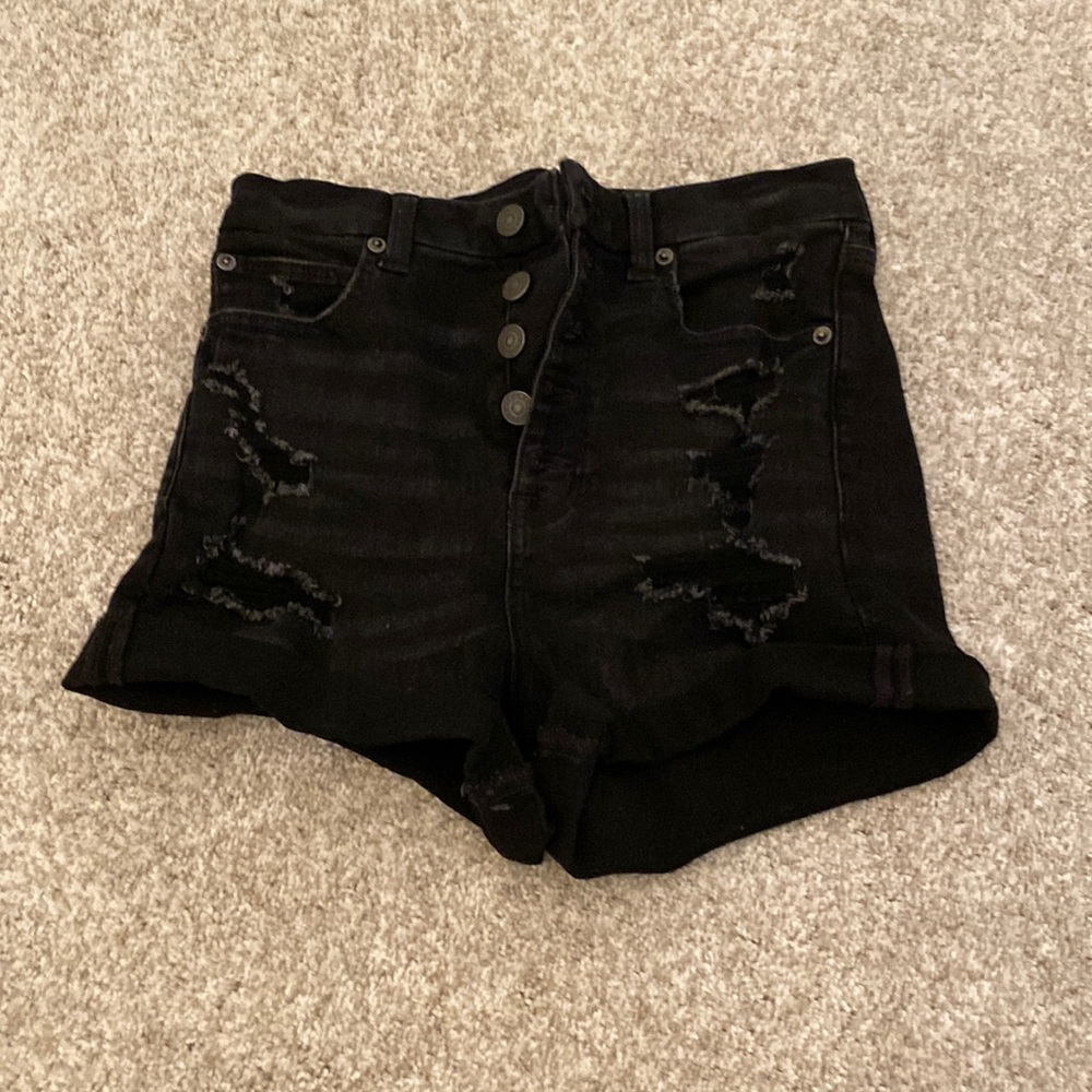 american eagle black jean shorts